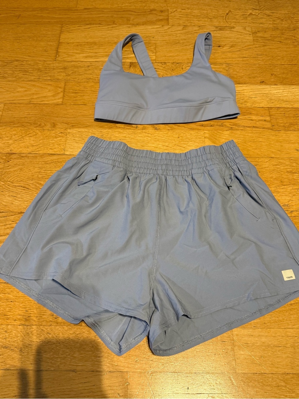 Vuori Running Shorts and Bra Set in Twilight
